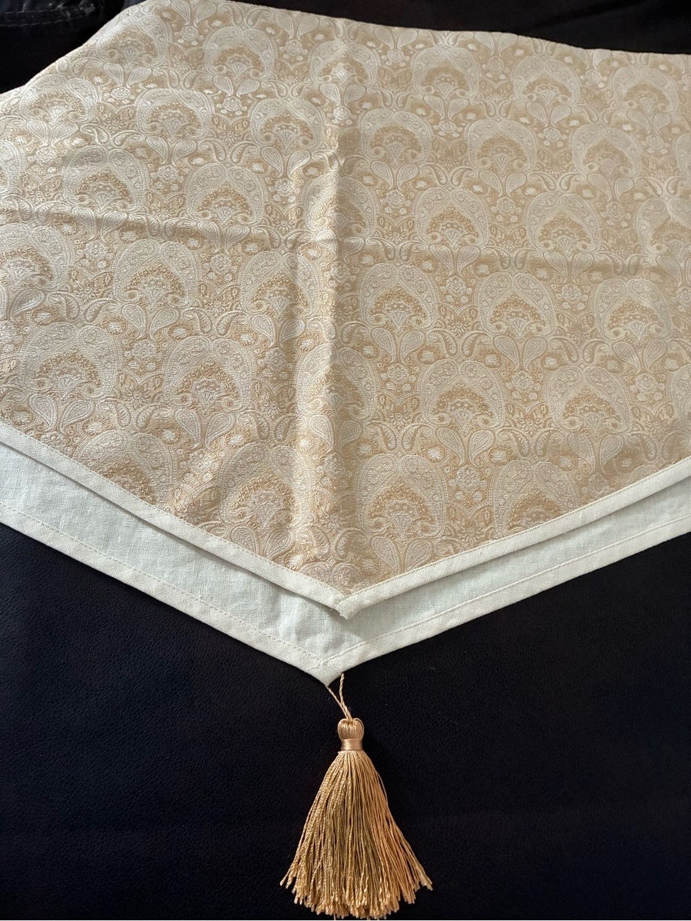Croscill Gold and Cream Damask Window Valance Set Of 2